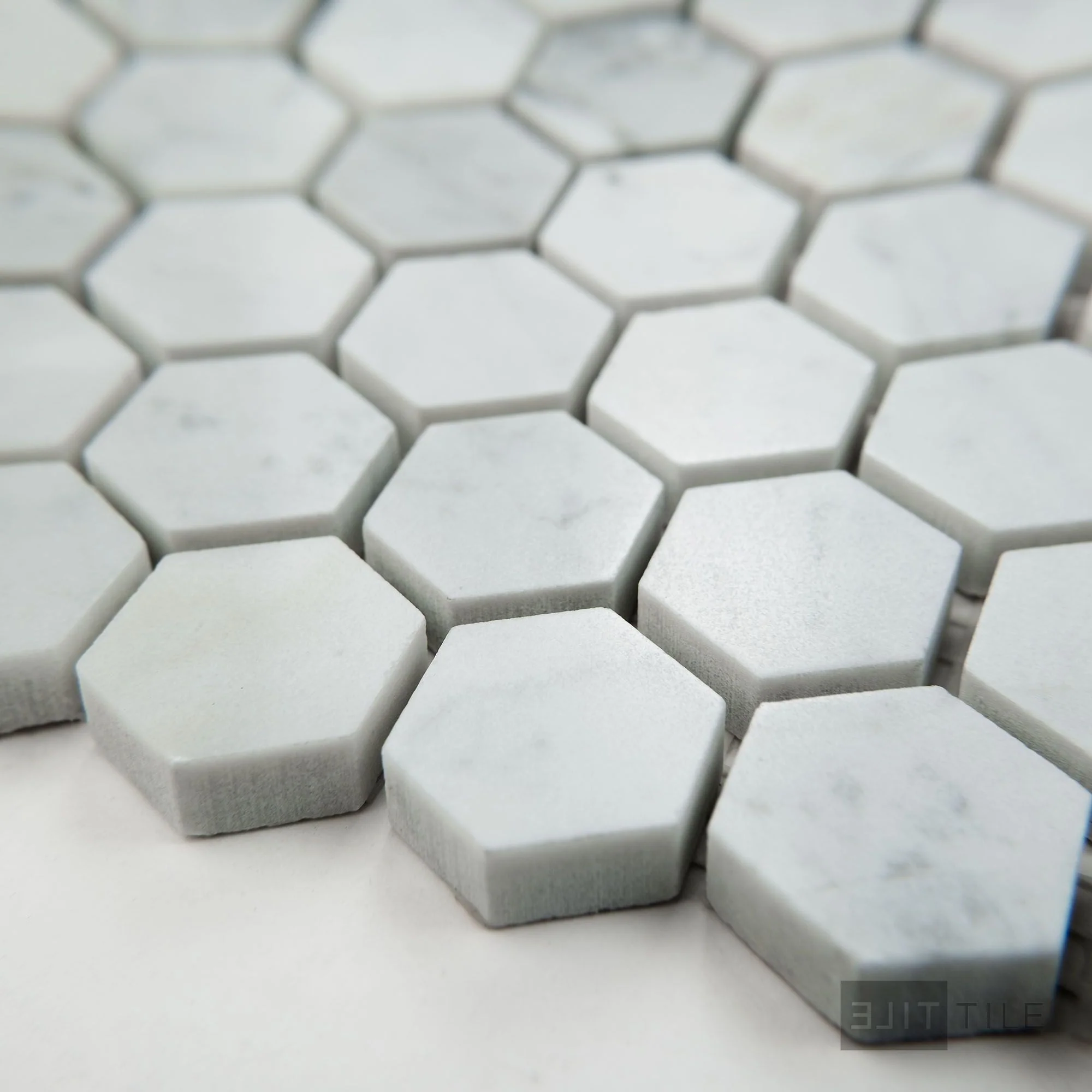 White Carrara Marble 1" Hexagon Polished Mosaic - Image 3