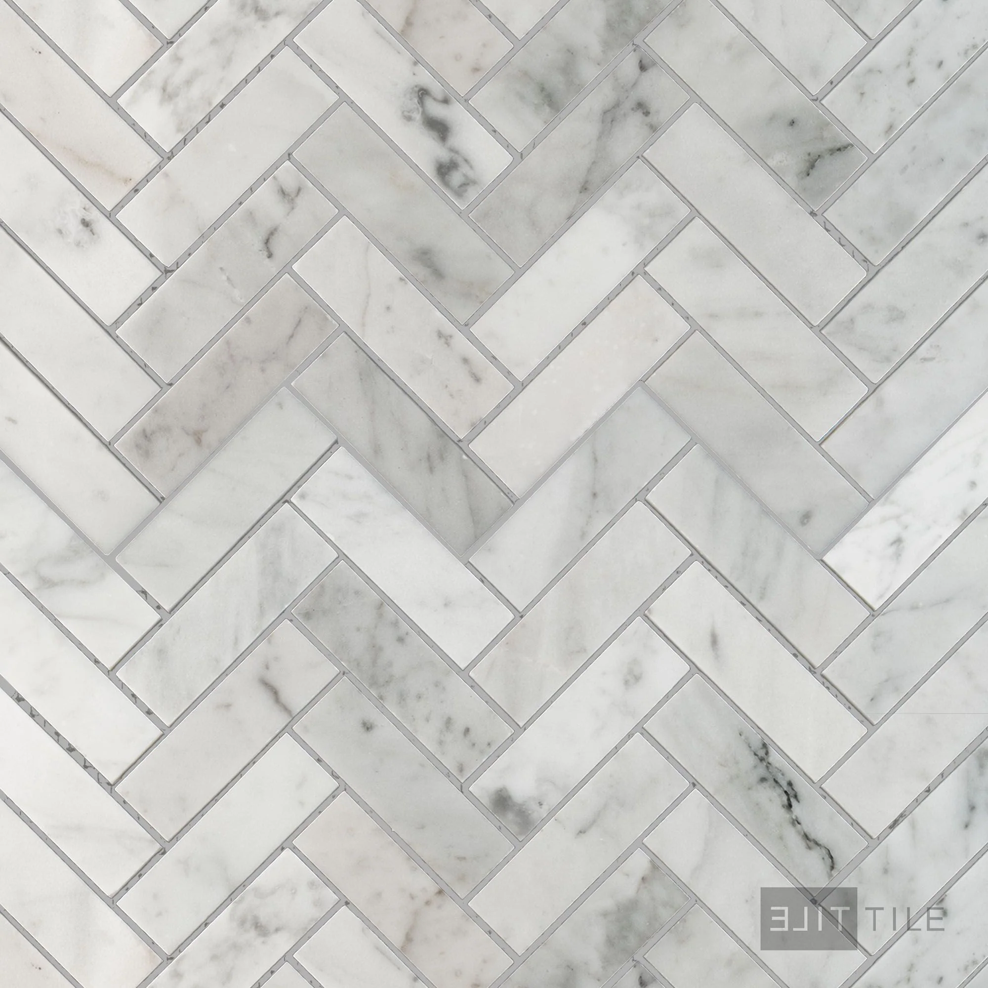 White Carrara Marble 1X3 Herringbone Polished Mosaic