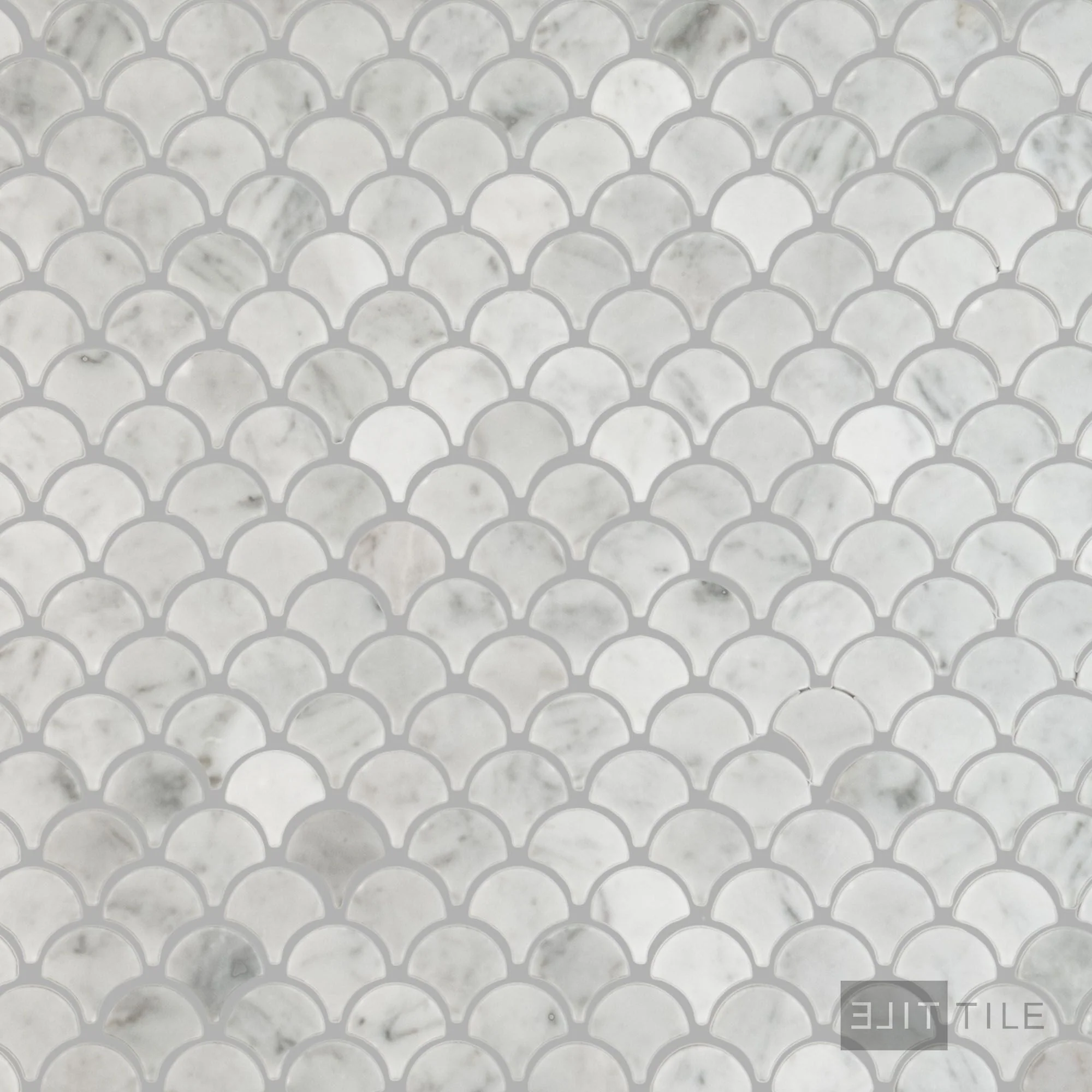 White Carrara Marble 1" Fan Polished Mosaic