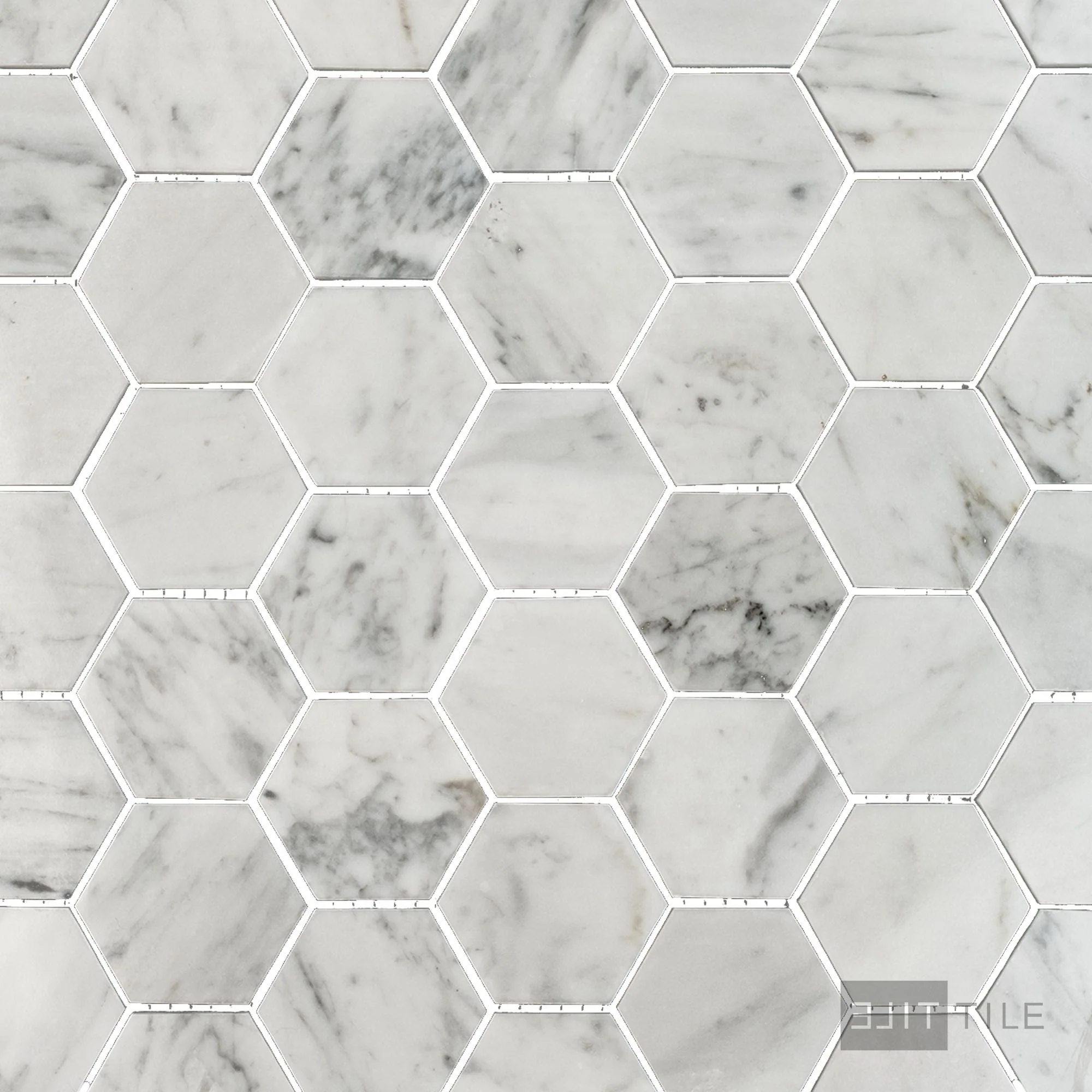 White Carrara Marble 2" Hexagon Polished Mosaic