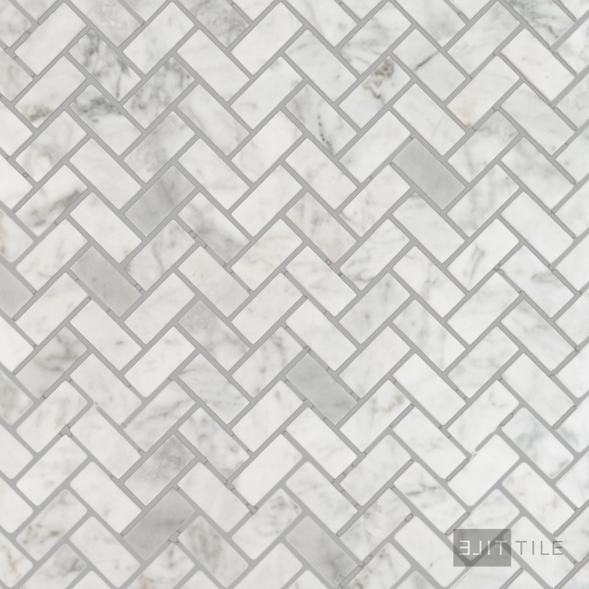 White Carrara Marble 5/8X1-1/4 Herringbone Polished Mosaic
