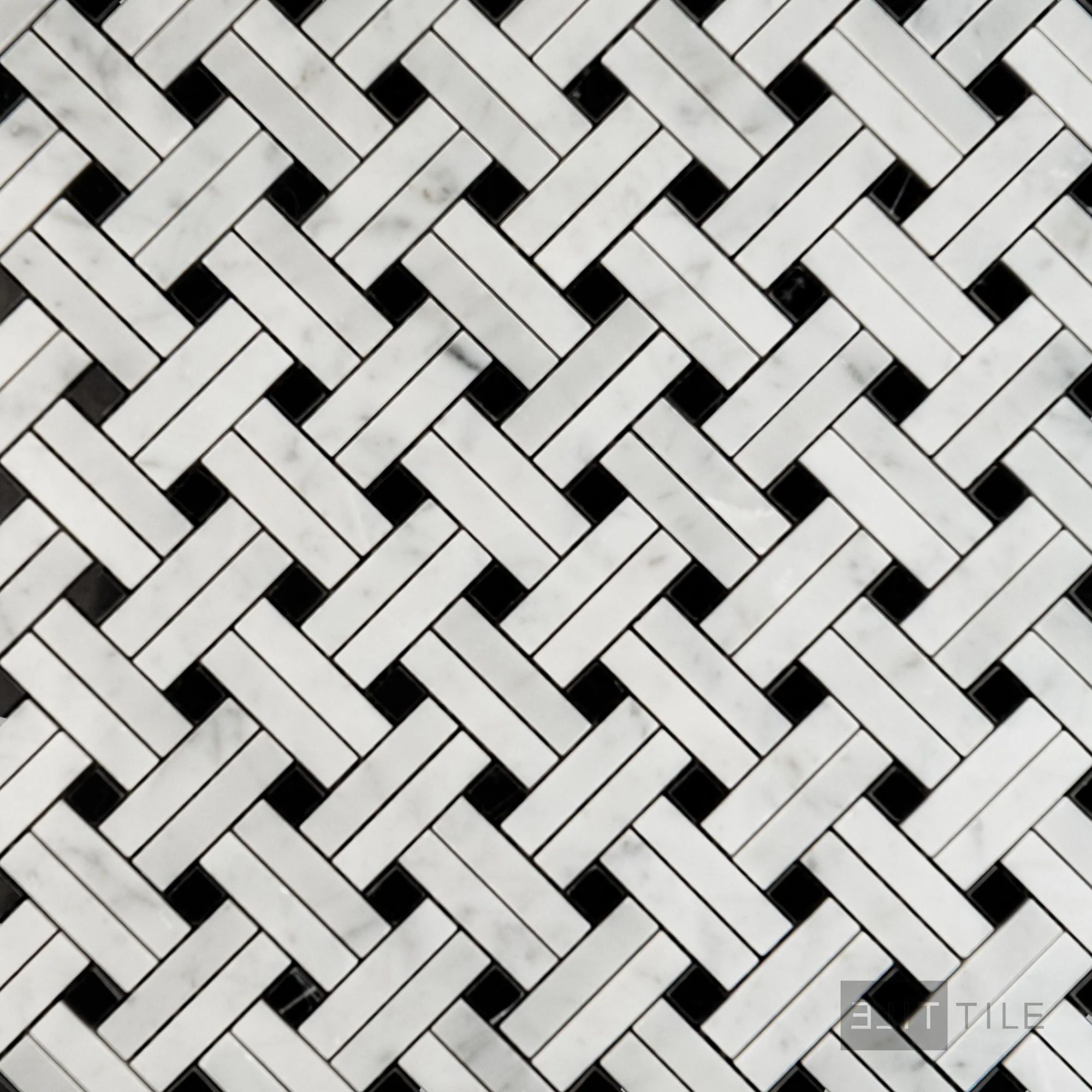 White Carrara Marble Stanza W/ Negro Marquina Polished Mosaic