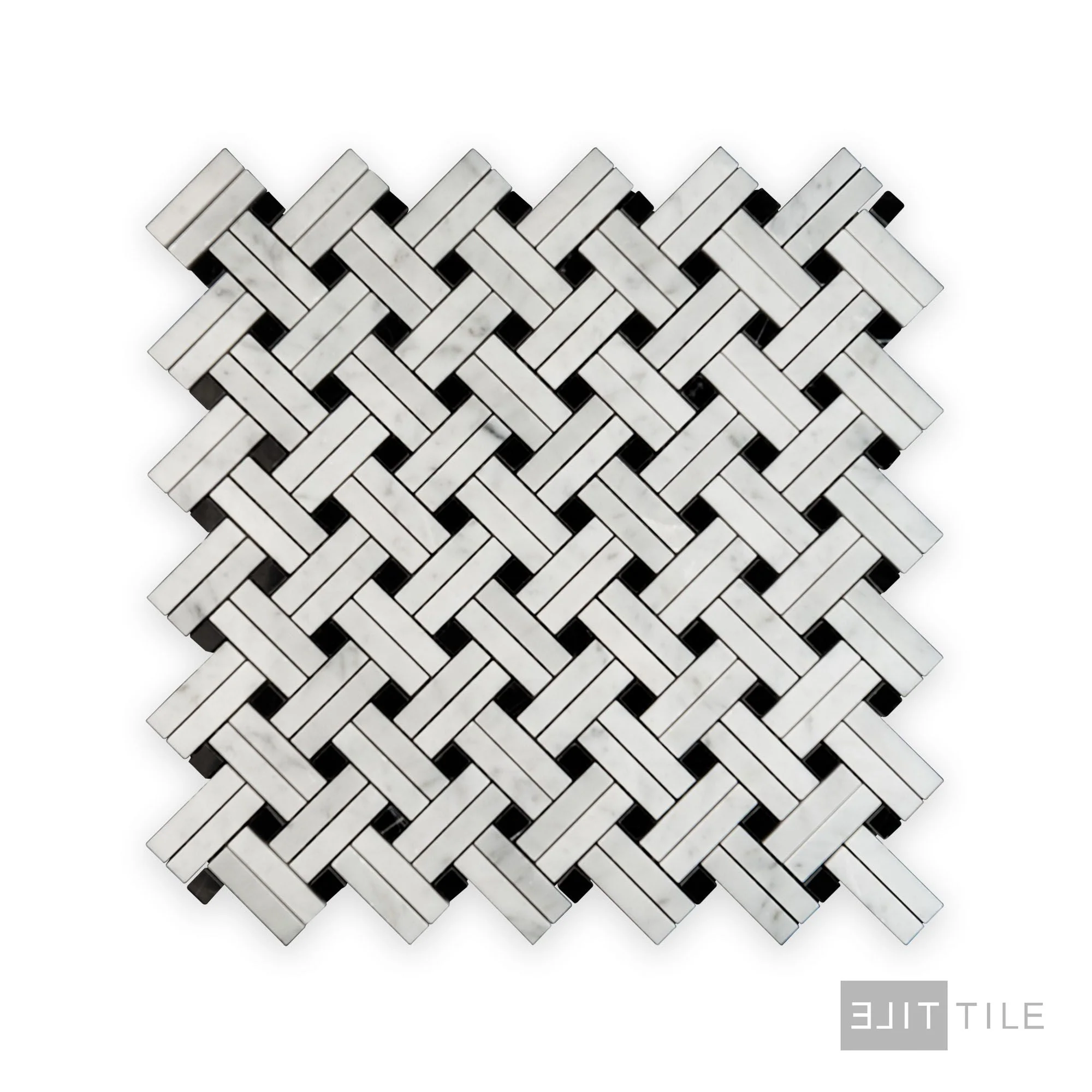 White Carrara Marble Stanza W/ Negro Marquina Polished Mosaic - Image 2