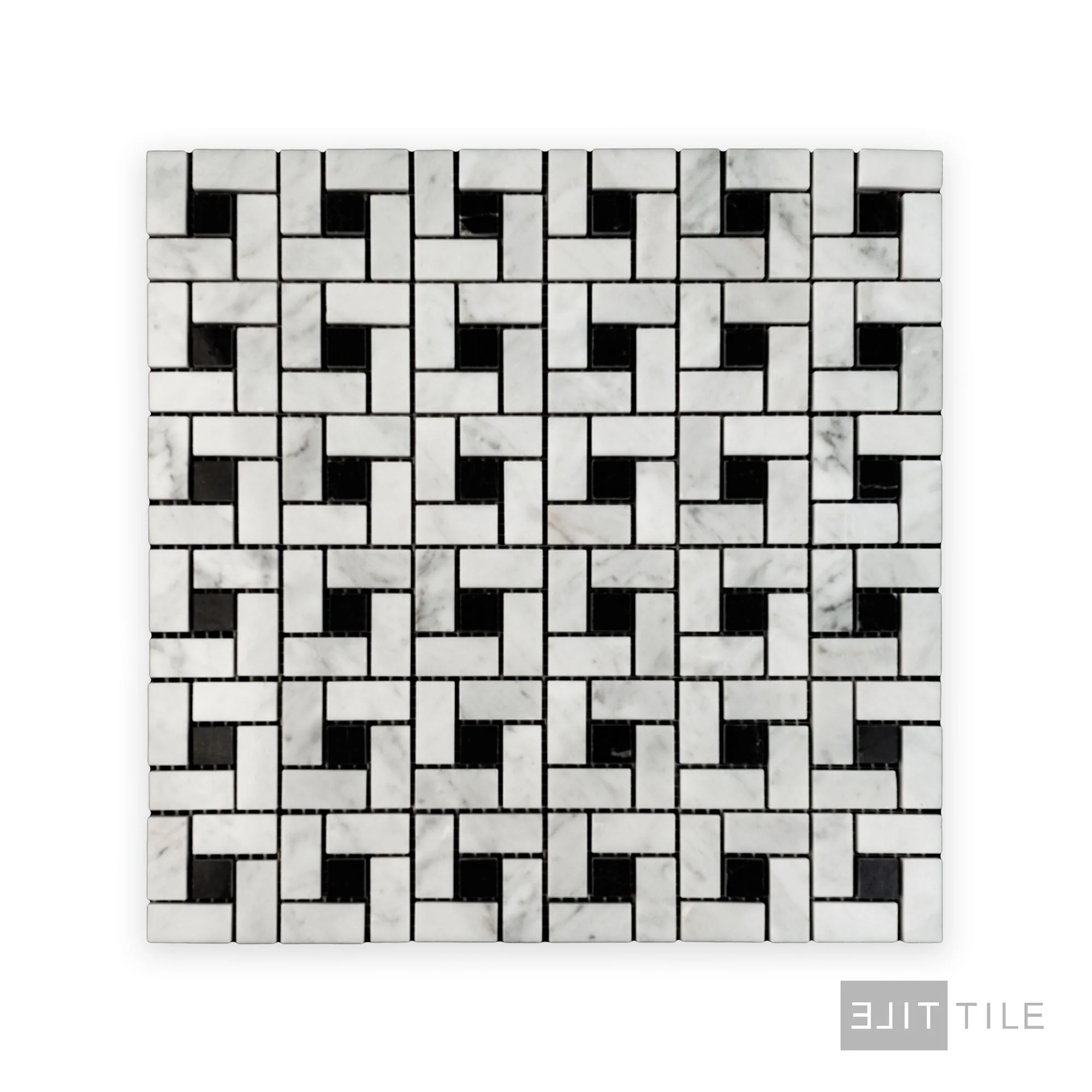 White Carrara Marble Pinwheel Polished Mosaic - Image 2