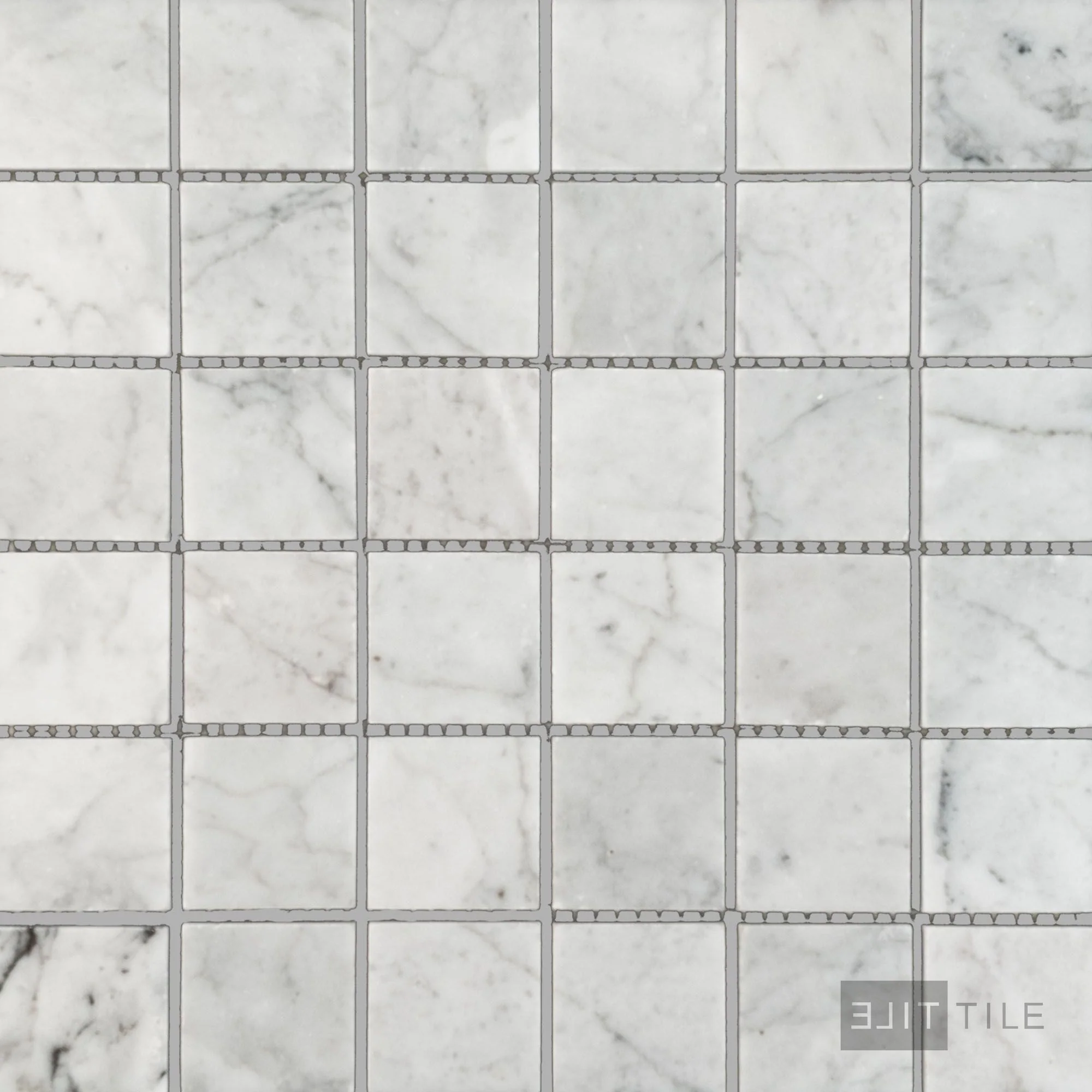 White Carrara Marble 2" Square Polished Mosaic