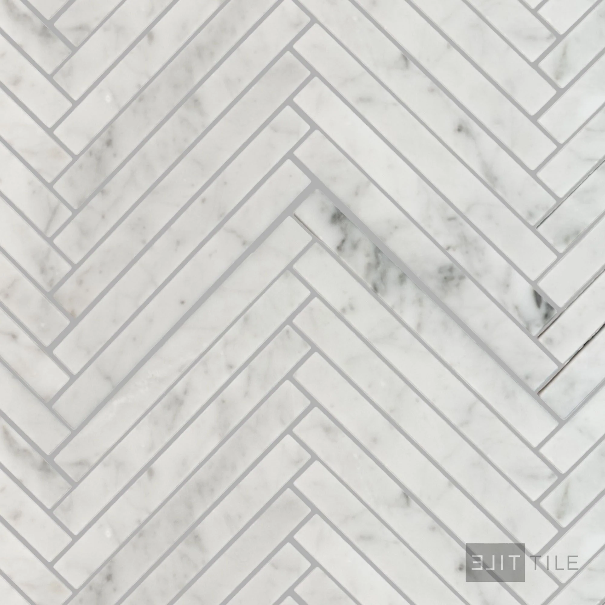 White Carrara Marble 5/8X6 Herringbone Polished Mosaic