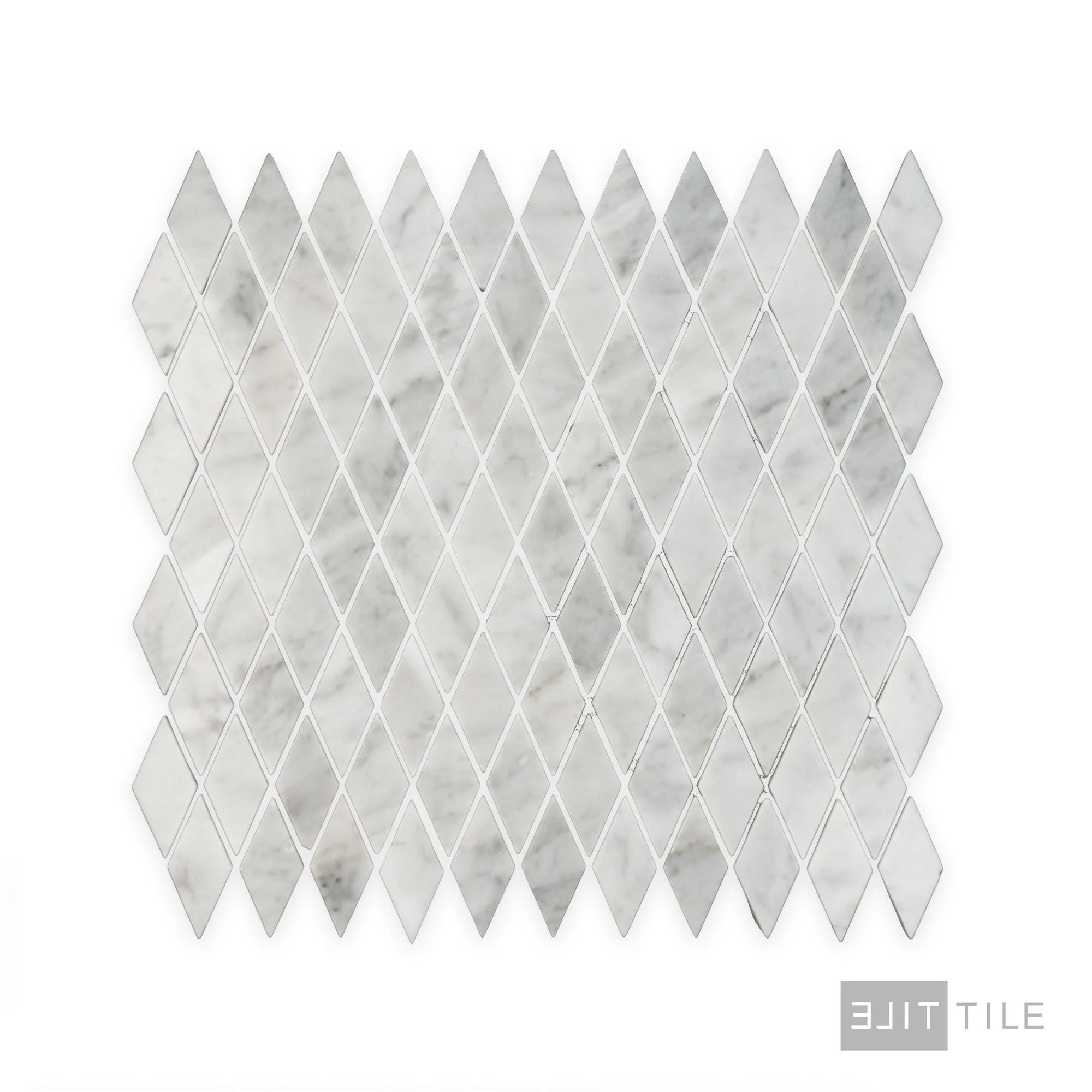 White Carrara Marble Rhomboid Polished Mosaic - Image 2