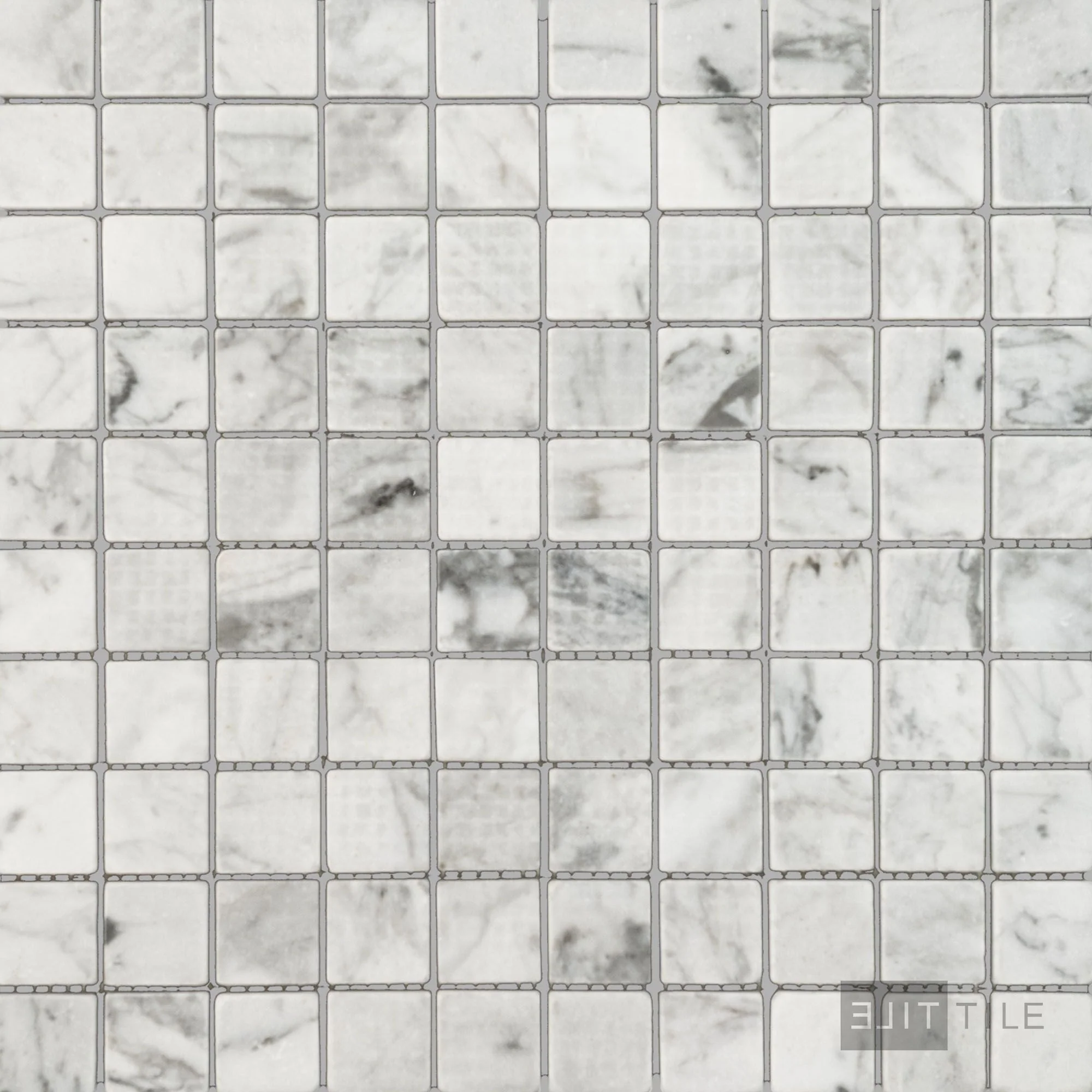 White Carrara Marble 1" Square Tumbled Mosaic